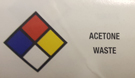 Label - "Acetone Waste"